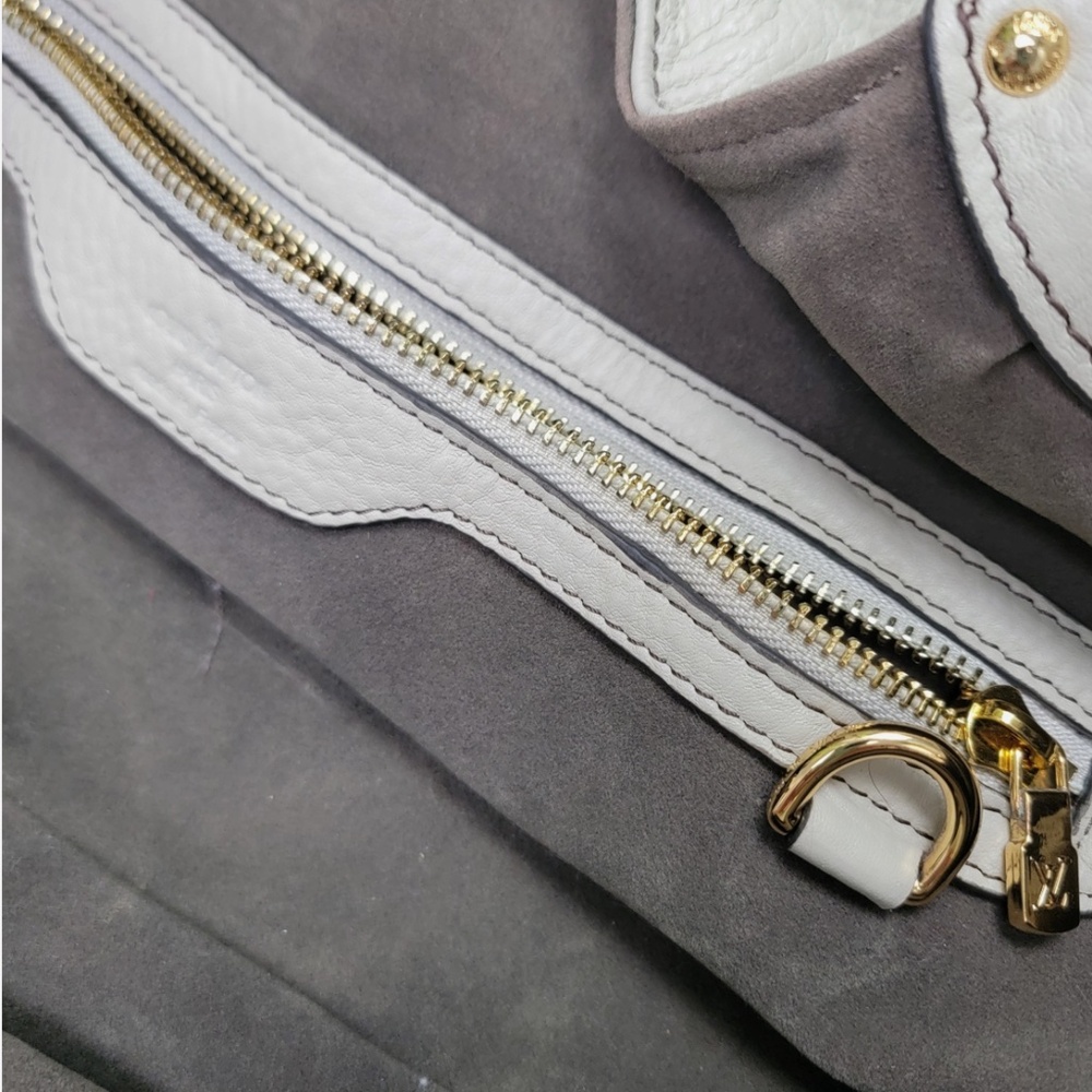 Louis Vuitton Grande Vert GRIS Mahina Leather Handbag GM XL Purse Satchel TH2097 - Picture 13 of 16